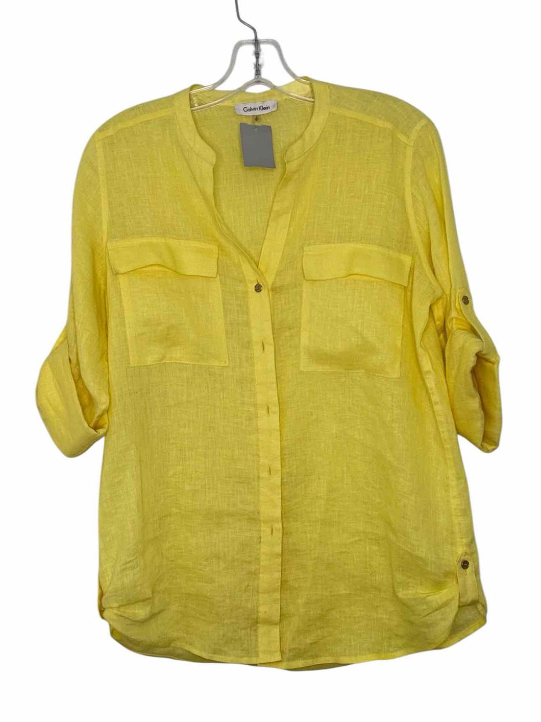 Calvin Klein Size Small Yellow Pre-Owned Shirt- Ladies