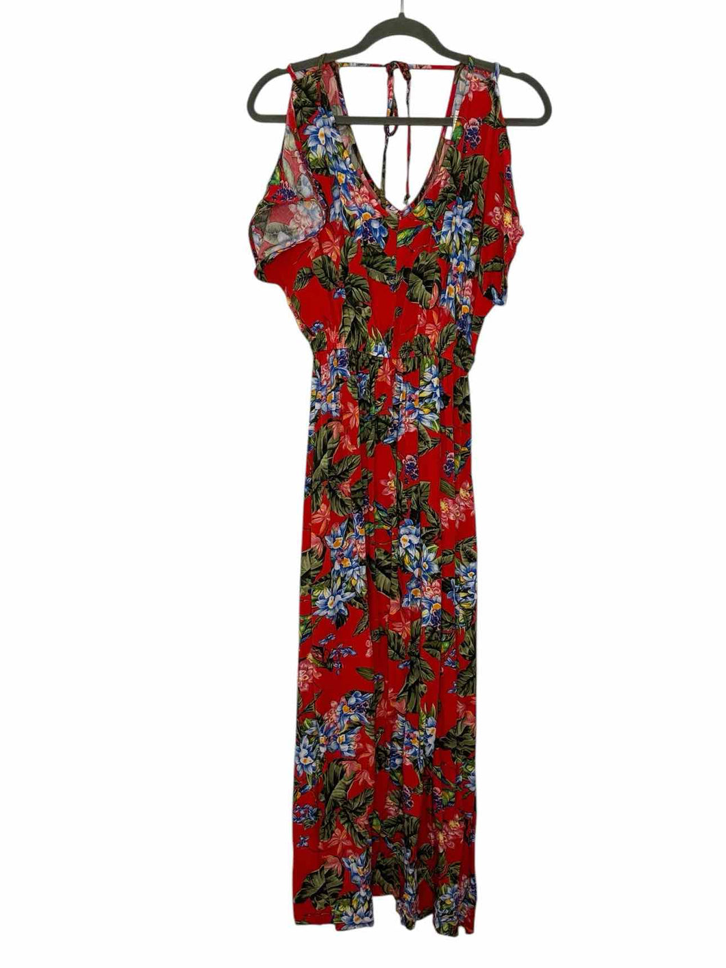 Lascana Size 8 Red Floral Pre-Owned Dress- Ladies