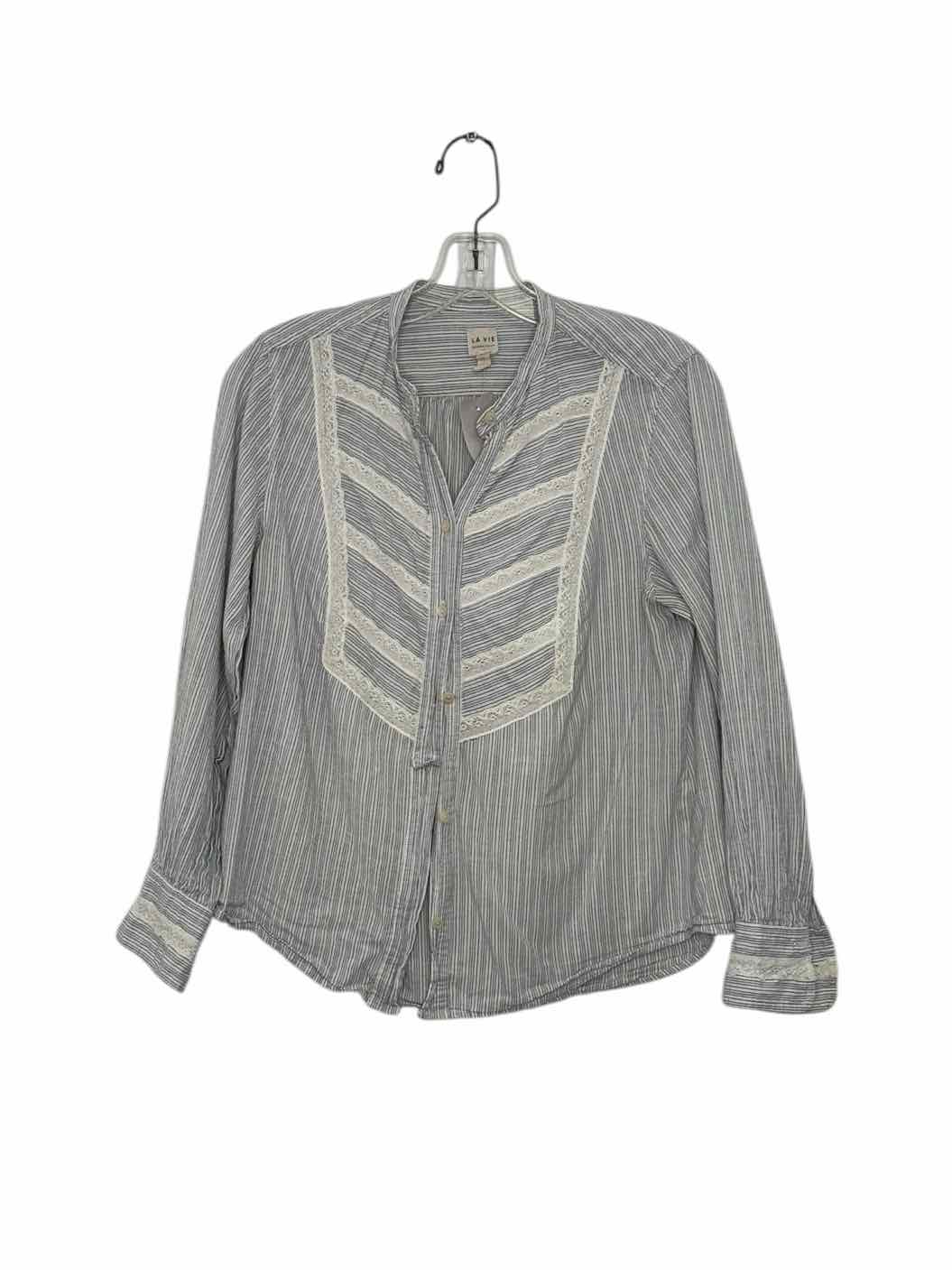 La Vie- Rebecca Taylor Size Small Blue  Stripe Pre-Owned Blouse- Ladies