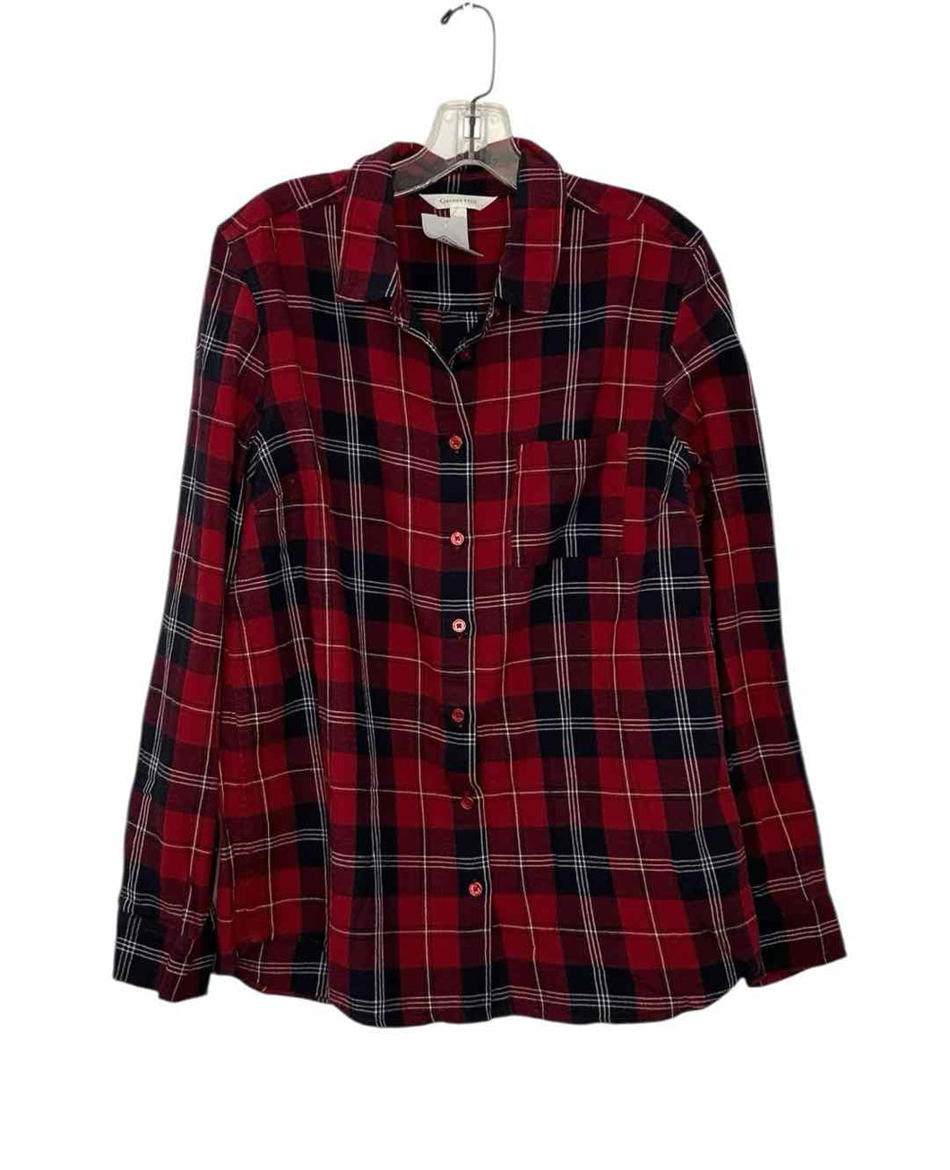 Garnet Hill Size 10 Red Plaid Pre-Owned Shirt- Ladies