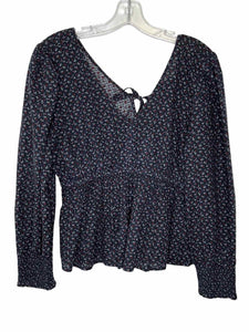 Madewell Size Medium Navy Floral Pre-Owned Top- Ladies