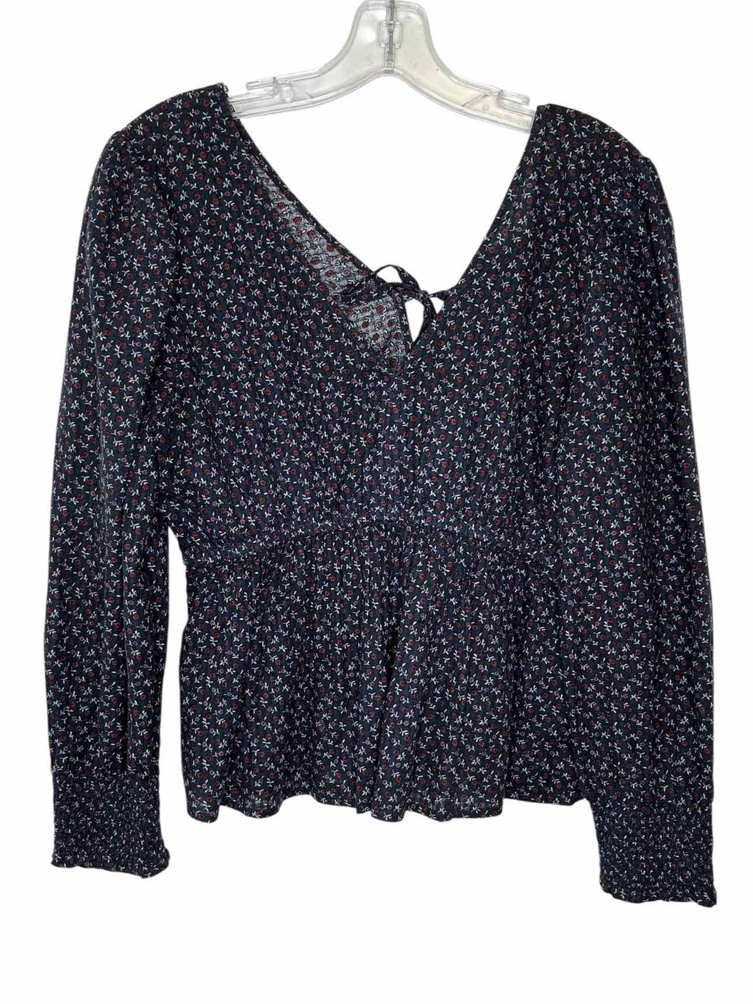 Madewell Size Medium Navy Floral Pre-Owned Top- Ladies