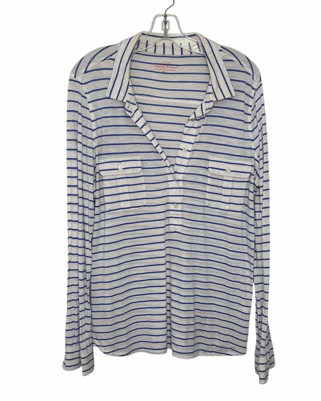 Vineyard Vines Size X-Large Blue Stripe Pre-Owned Top- Ladies