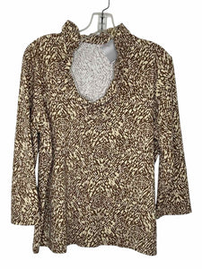 J McLaughlin Size X-Large Brown Print Pre-Owned Top- Ladies