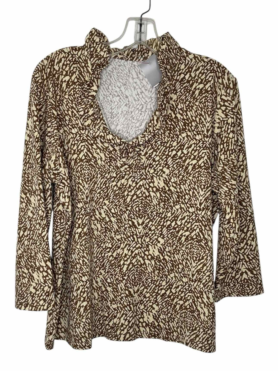 J McLaughlin Size X-Large Brown Print Pre-Owned Top- Ladies