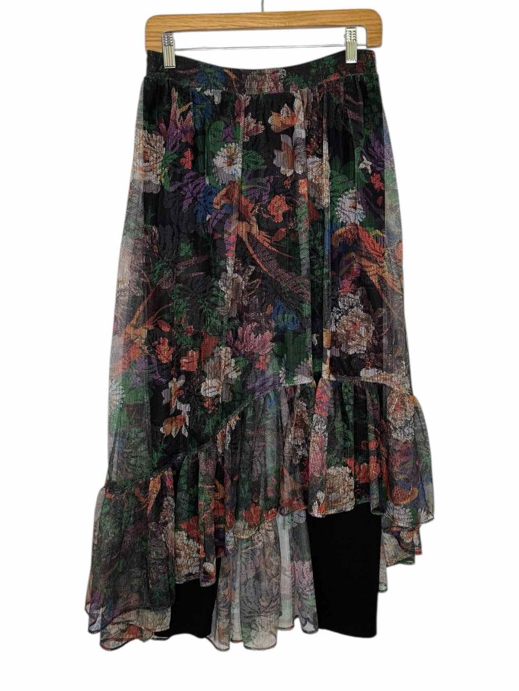 Maeve Size Medium Black Floral Pre-Owned Skirt- Ladies