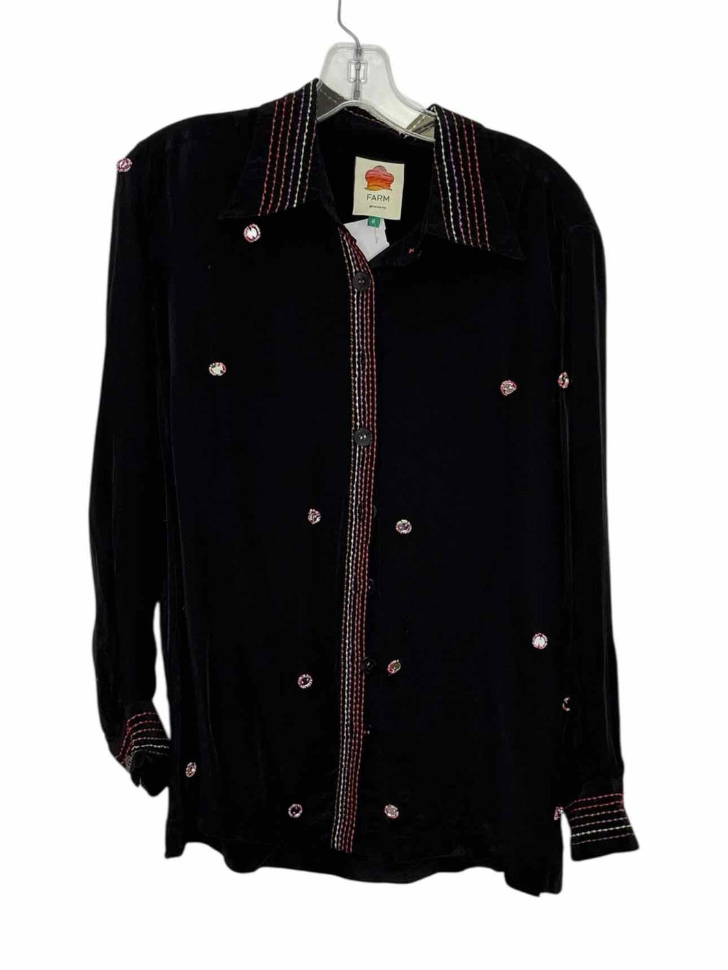 Farm Rio Size Medium Black Pre-Owned Shirt- Ladies