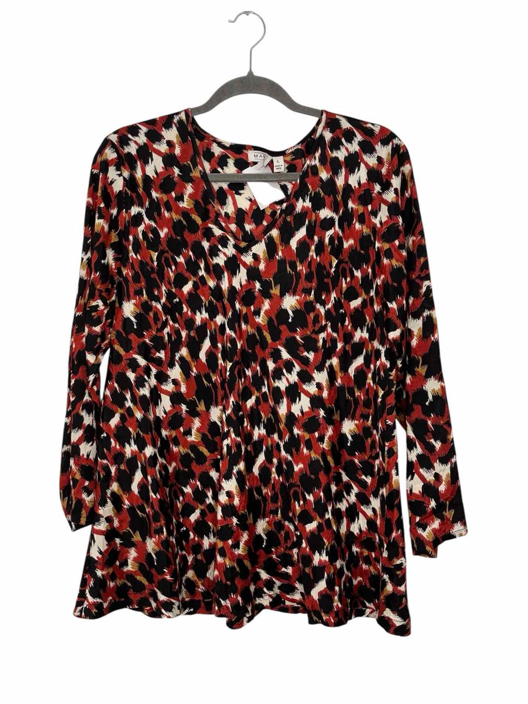 Size Large Red Print Pre-Owned Blouse- Ladies