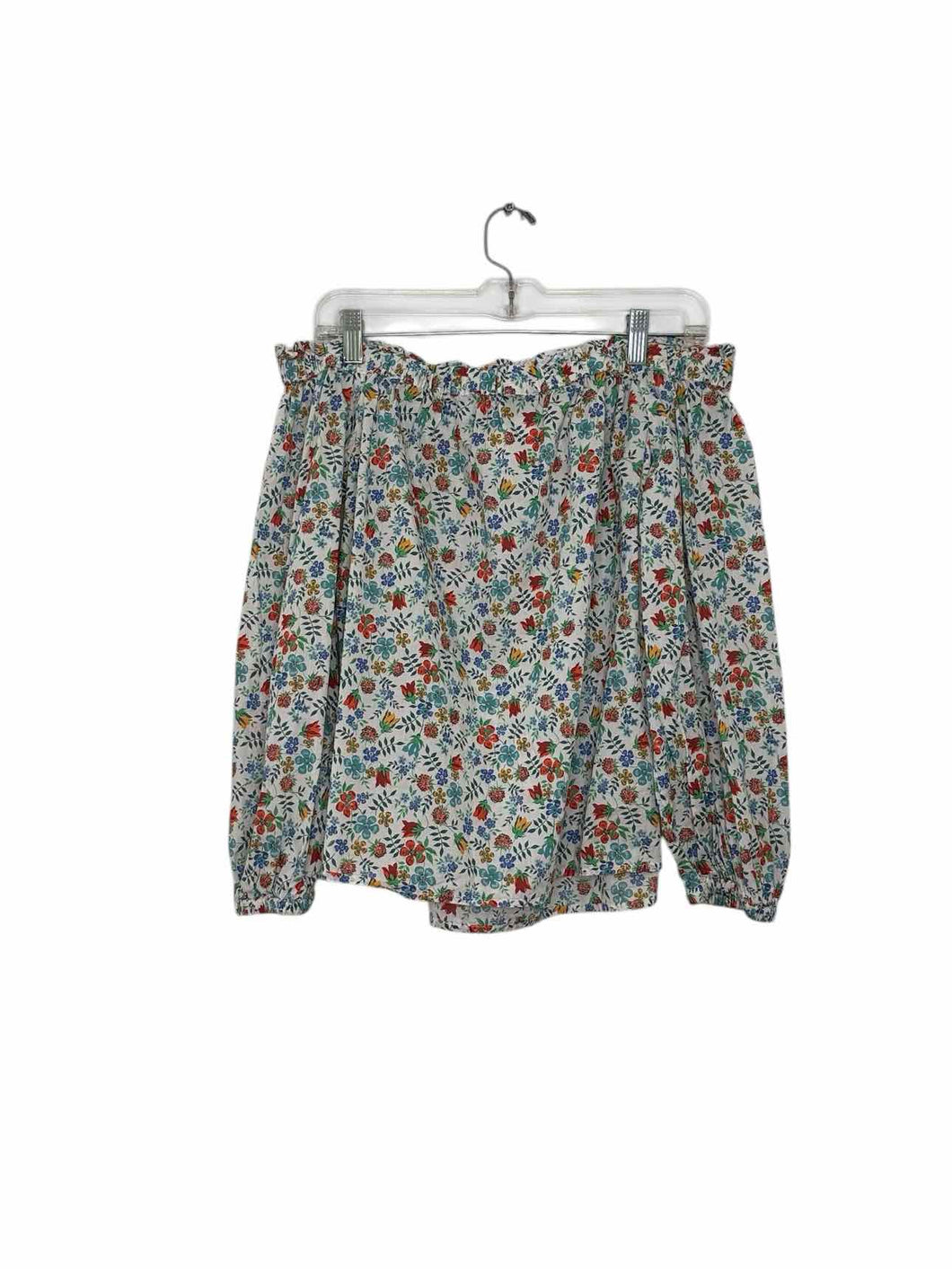 J Crew Size 4 White Floral Pre-Owned Top- Ladies