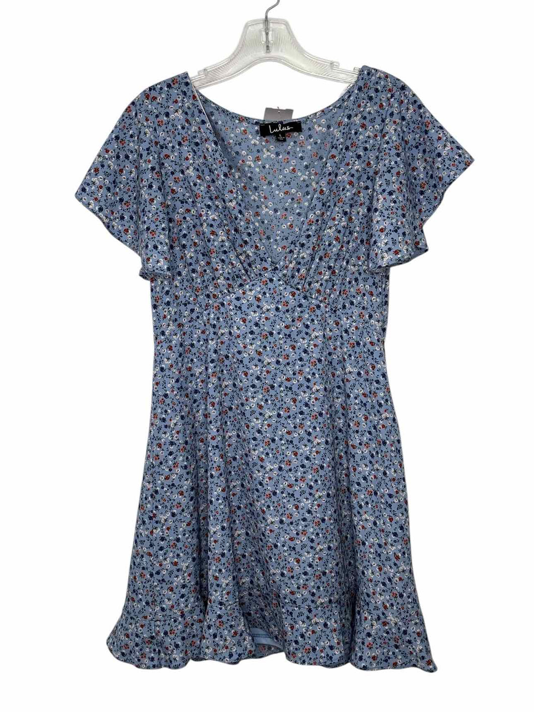 Size Large Blue Floral Pre-Owned Dress- Ladies