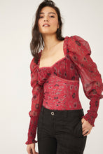 Load image into Gallery viewer, Free People Size X- Small Red Print Bodysuit- Ladies
