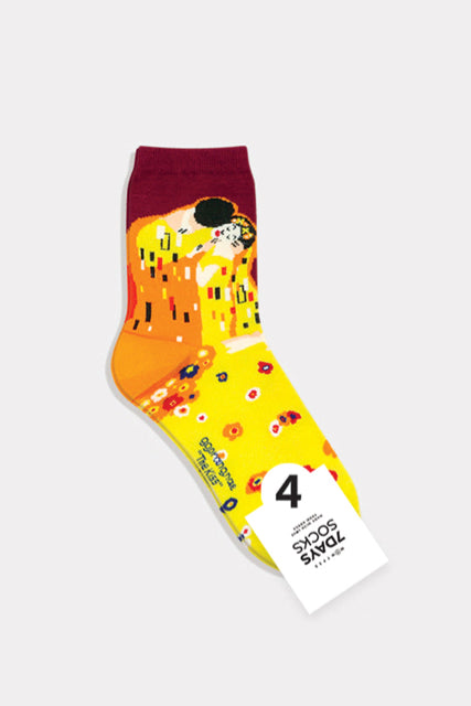 7Days Socks Size One Size Yellow Print Hosiery- Ladies