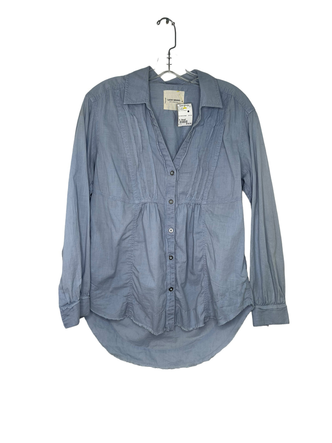 Lucky Brand Size X- Small Blue Shirt- Ladies