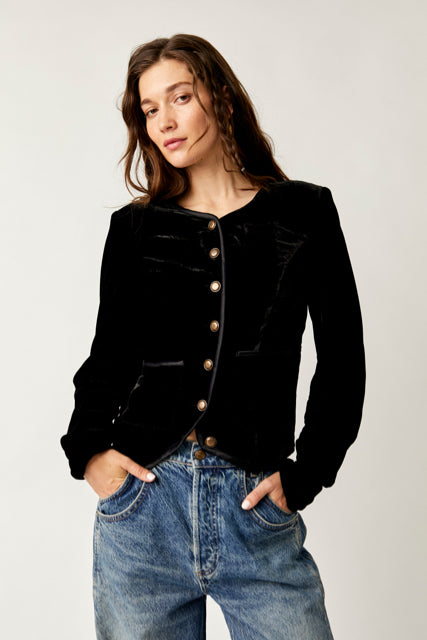 Free People Size X- Small Black Blazer/Indoor Jacket- Ladies