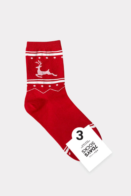 7Days Socks Size One Size Red Print Hosiery- Ladies