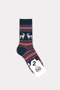 7Days Socks Size One Size Navy Print Hosiery- Ladies