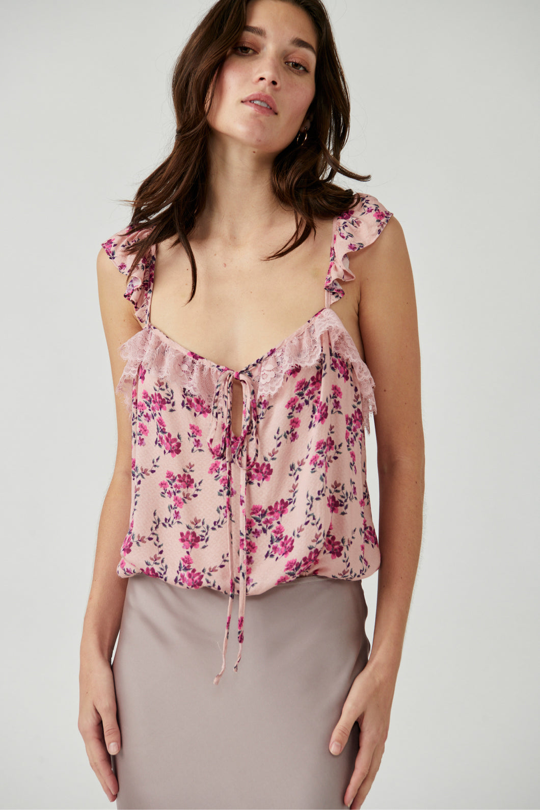 Free People Size X- Small Pink Floral Bodysuit- Ladies