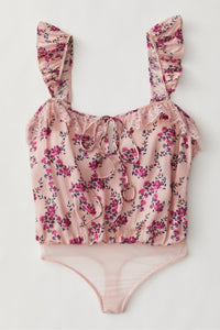 Free People Size X- Small Pink Floral Bodysuit- Ladies