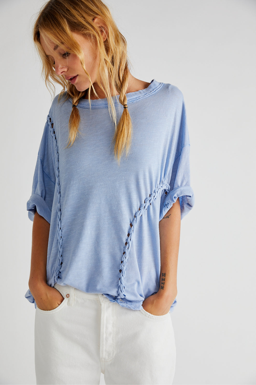 Free People Size X- Small Sky Blue Top- Ladies