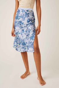 Free People Size X- Small Blue Floral Skirt- Ladies