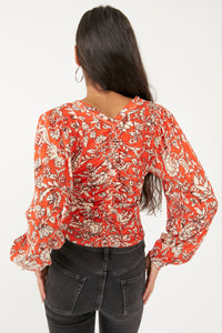 Free People Size X- Small Red Print Top- Ladies