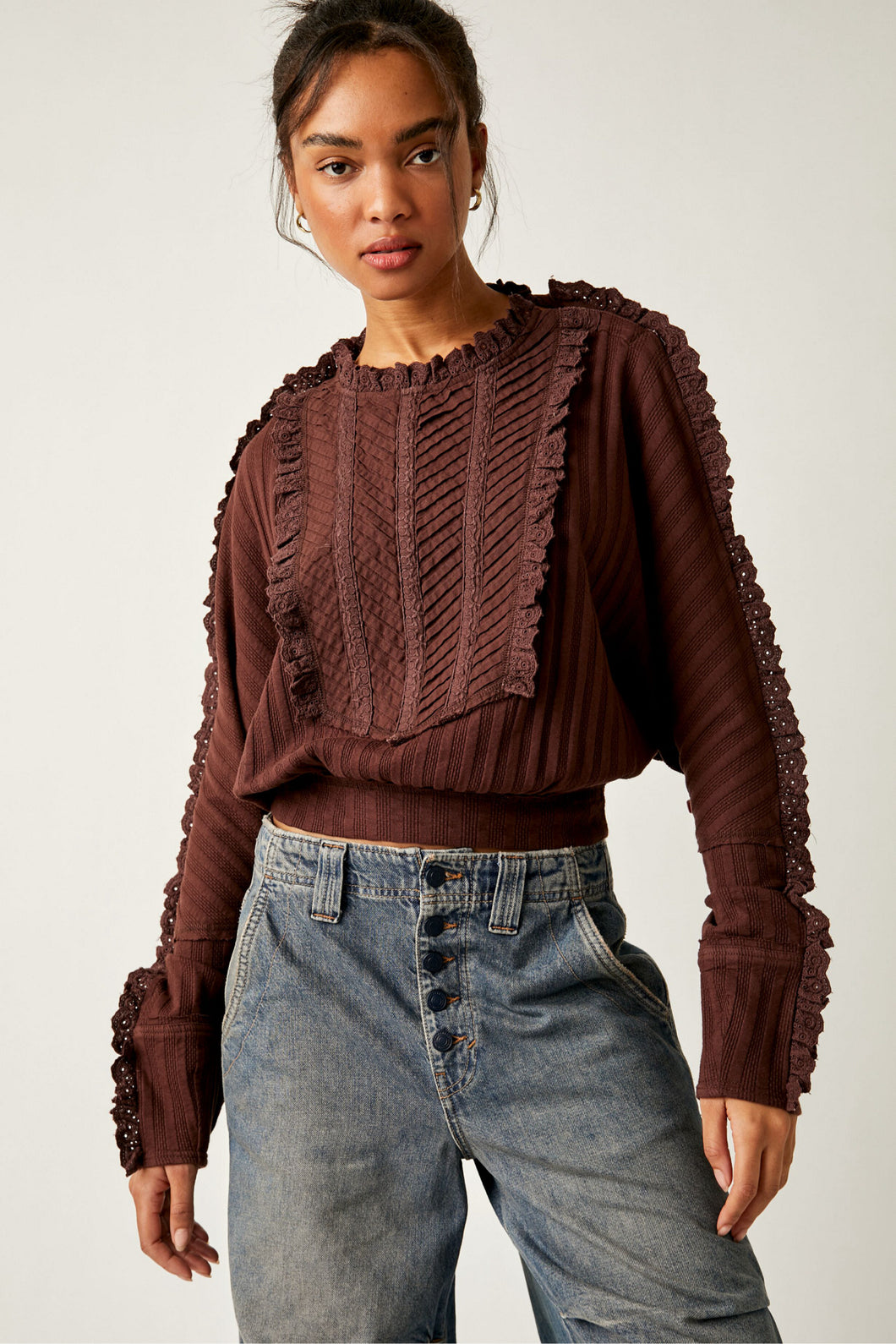 Free People Size X- Small Brown Top- Ladies